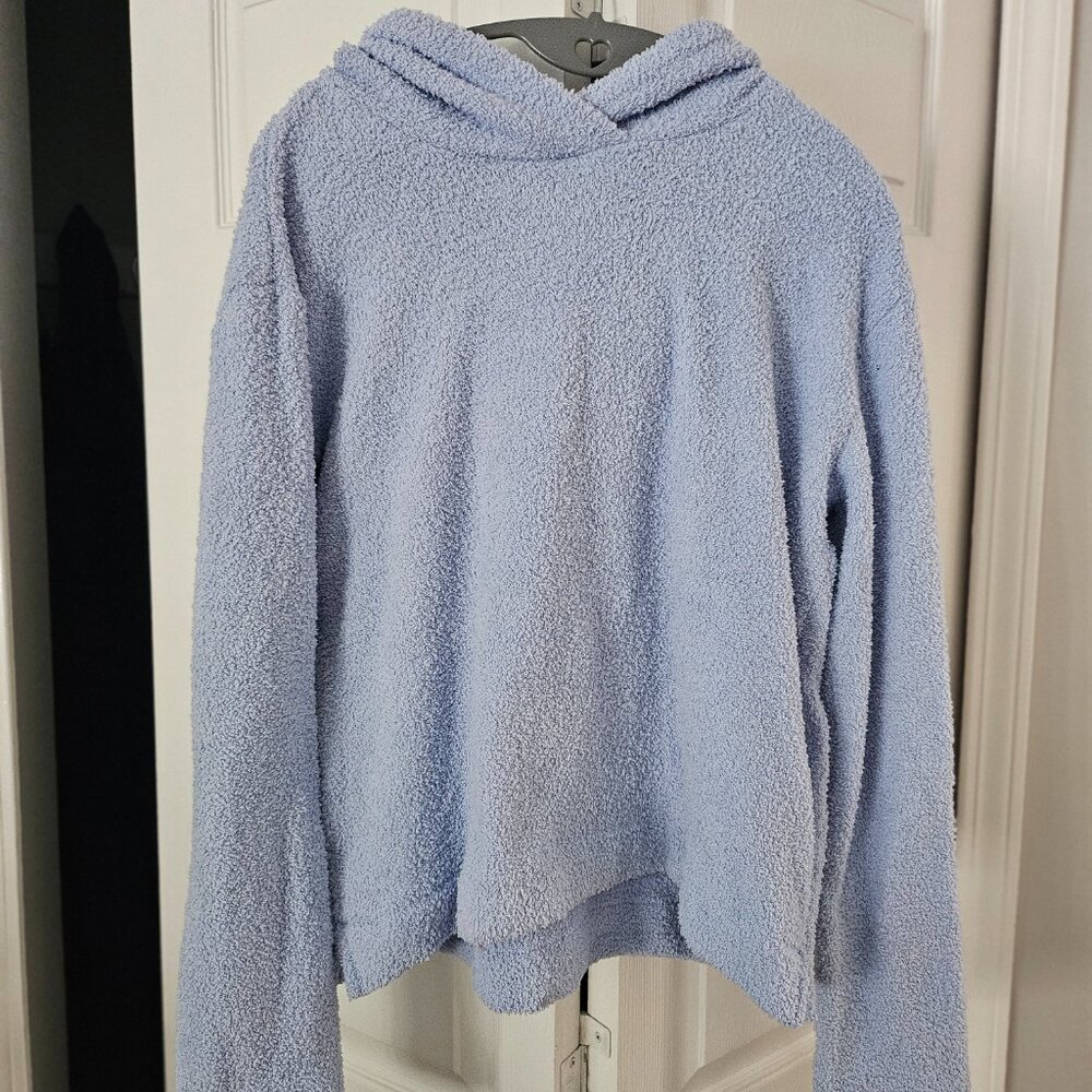 Socialite Light Blue Fuzzy Hoodie - Size Large